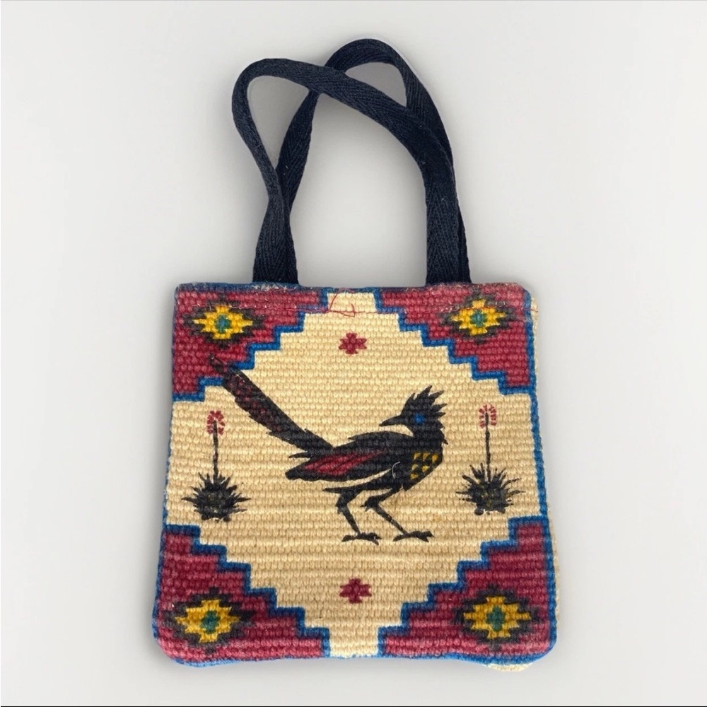 Hand Woven Road Runner Miniature Tote Made In India 100% Cotton - Picture 2 of 4